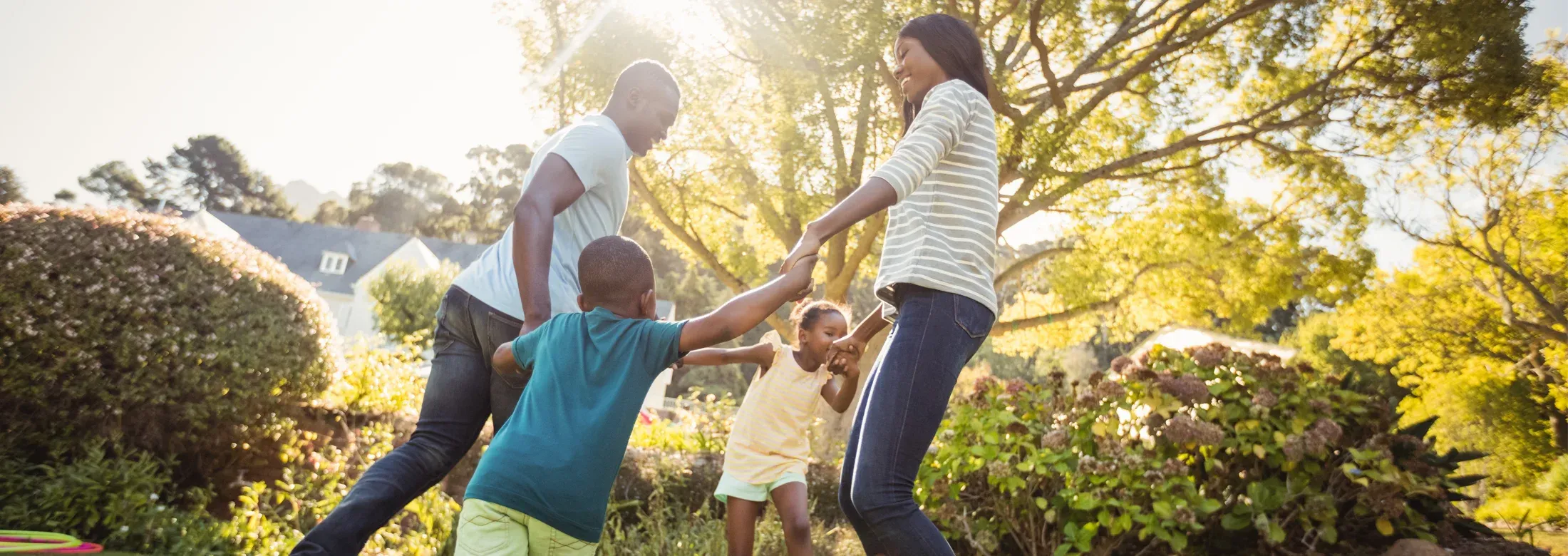 family playing outside